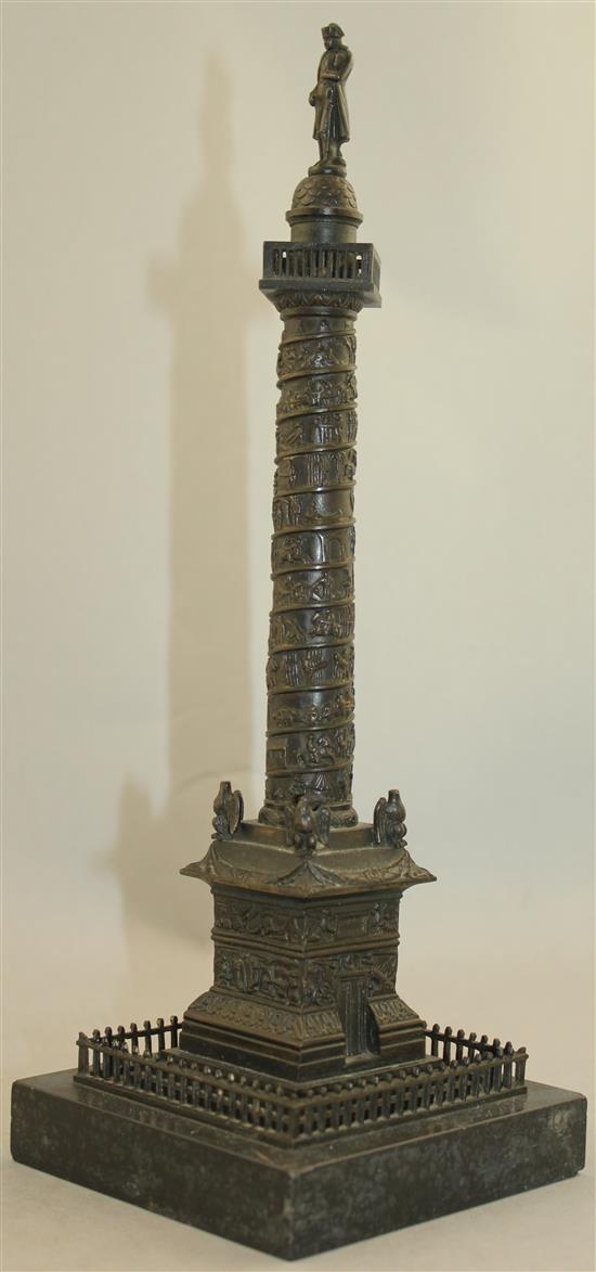 A late 19th / early 20th century bronze model of The Vendome Column, 12in.